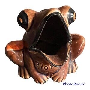 VINTAGE 1970s Florida Small Ceramic Frog Soap Sponge Holder Hobbyist Retro